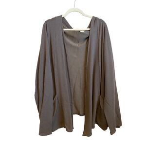Lisa Bayne Gray Cardigan Top Oversized Open Front Bamboo Cotton Blend Size XXL
